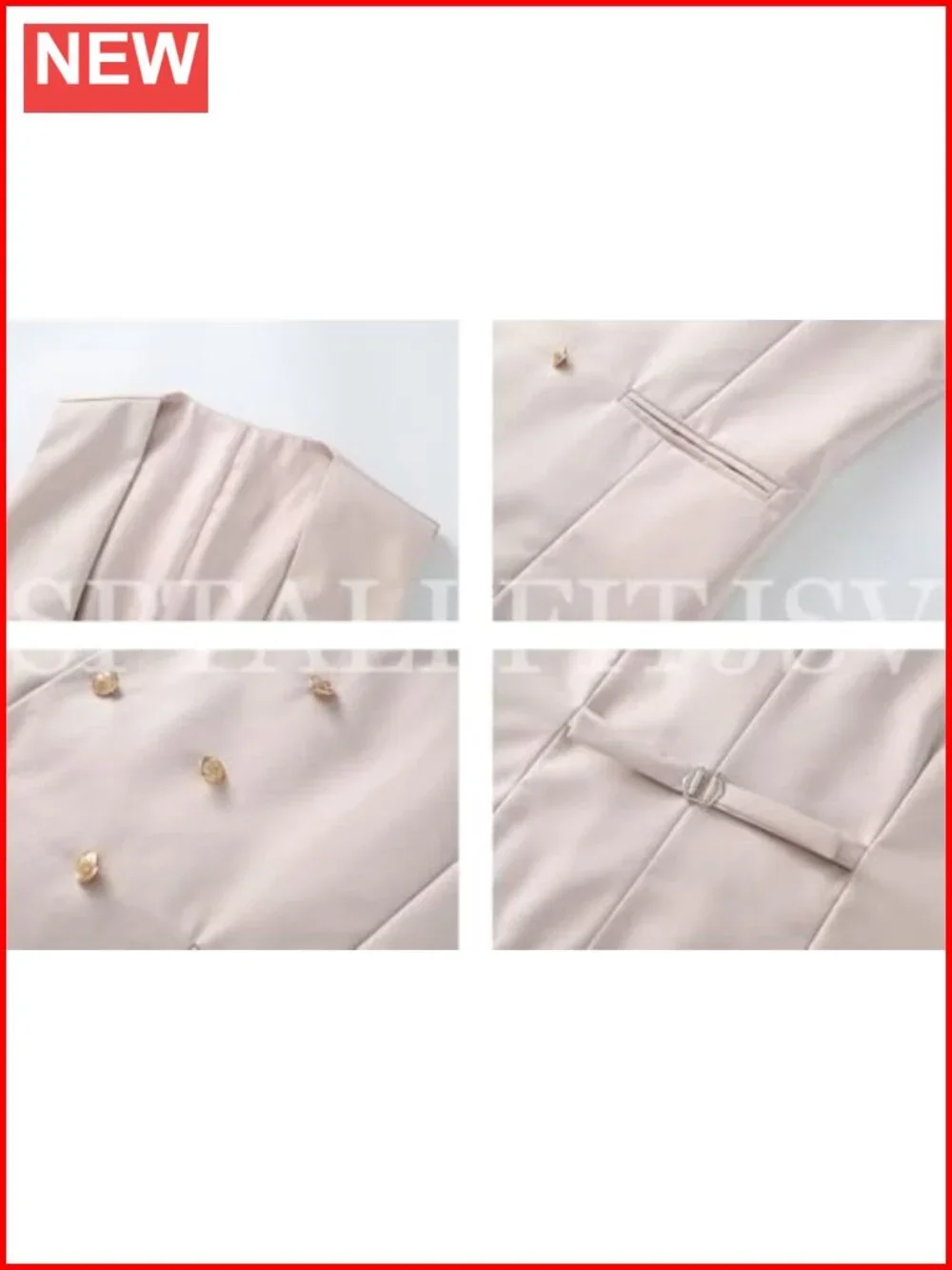 Men's 3 Piece Slim Fit Suit Set with Vest Gold Buttons Wedding Prom